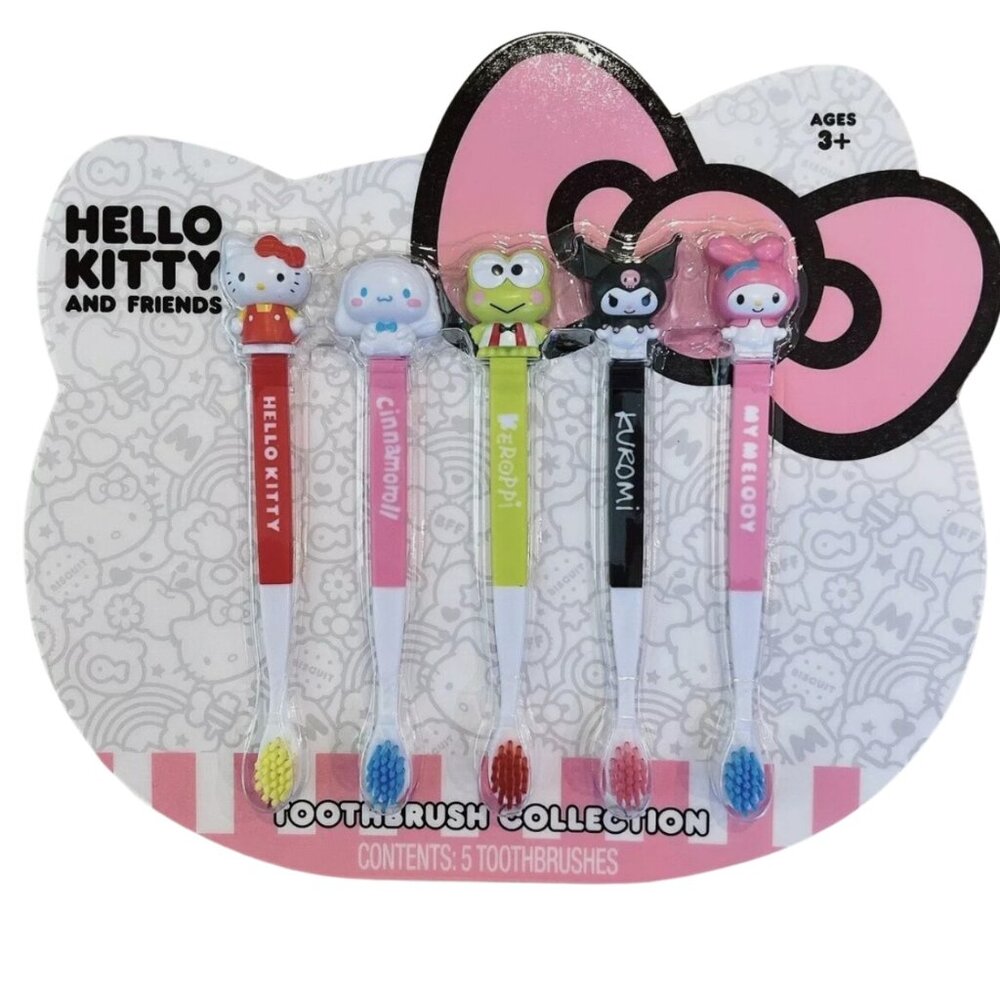 Hello Kitty & Friends Toothbrush Set of 5 Sanrio Kids‎ NEW Sealed